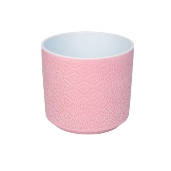Kerámia kaspó - rózsaszín, mintás - 13 cm