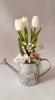 Tavaszi dekoráció, locsolóban,  fehér tulipánnal, gyöngyvirággal 