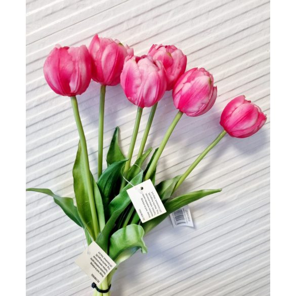 Telt virágú élethű tulipán - sötét rózsaszín- 40 cm