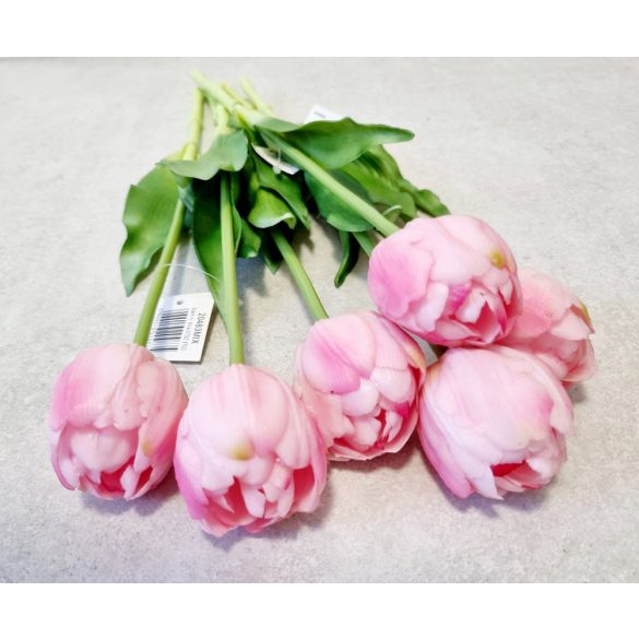 Telt virágú élethű tulipán - világos rózsaszín- 40 cm