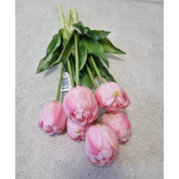 Telt virágú élethű tulipán - világos rózsaszín- 40 cm