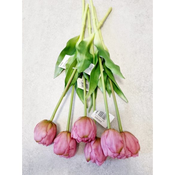 Telt virágú élethű tulipán - mályva - 40 cm