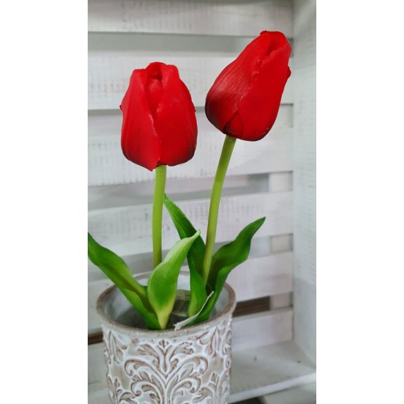 Élethű tulipán - piros - 45 cm