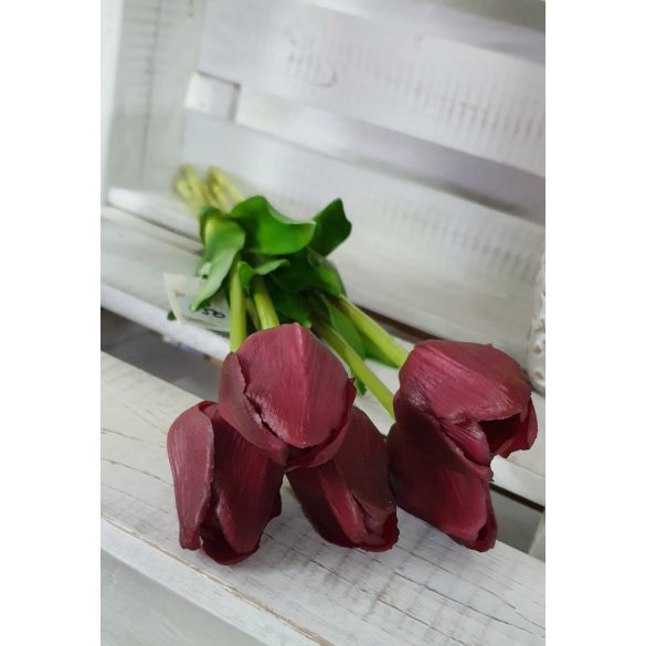 Élethű tulipán - bordó - 45 cm