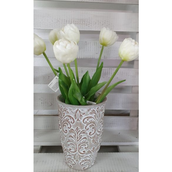 Telt virágú élethű tulipán - fehér- 40 cm