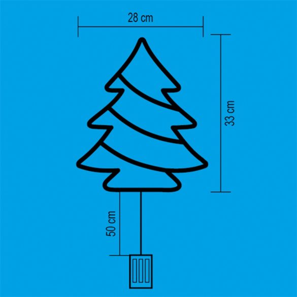 Fenyőfa ablakdísz LED-el időzítős, elemes 33x28 cm